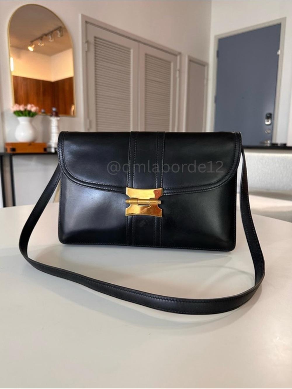 Vintage Hermès Cécile Box Calf Black Shoulder & Clutch Bag W/Box/Dustbag - Picture 2 of 16
